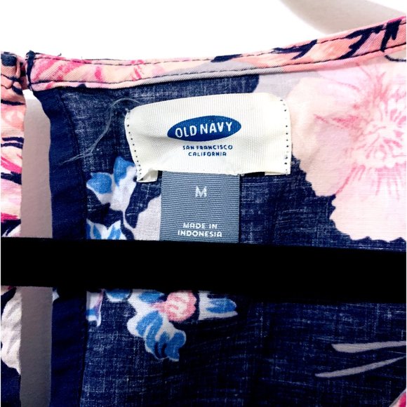 Old Navy - 3/4 Sleeve Navy Blue Shift Dress with Pink Florals - Picture 3 of 3